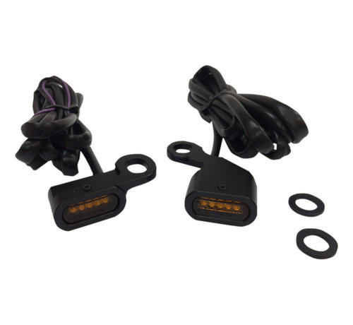 Drag Specialities Guidon LED noir ou chromé avec clignotants orange : Convient à : 96-14 Softail 98-17 Dyna 96-03 XL Sportster