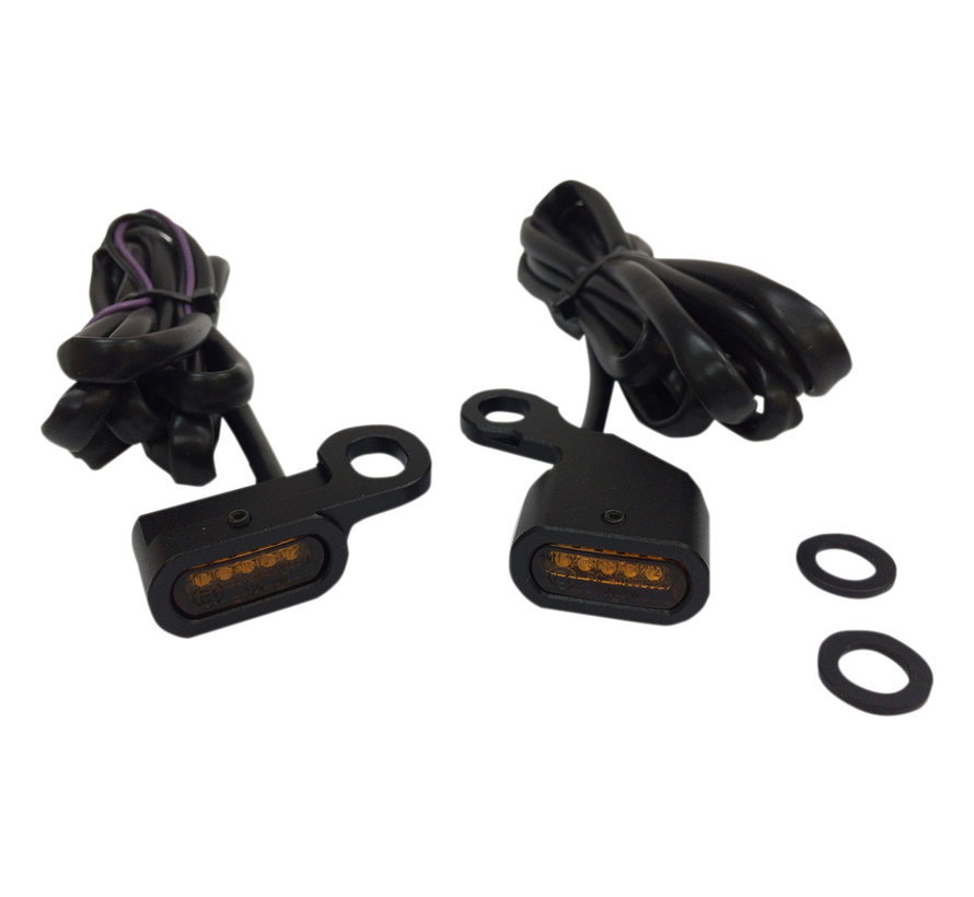 Guidon LED noir ou chromé avec clignotants orange : Convient à : 96-14 Softail 98-17 Dyna 96-03 XL Sportster