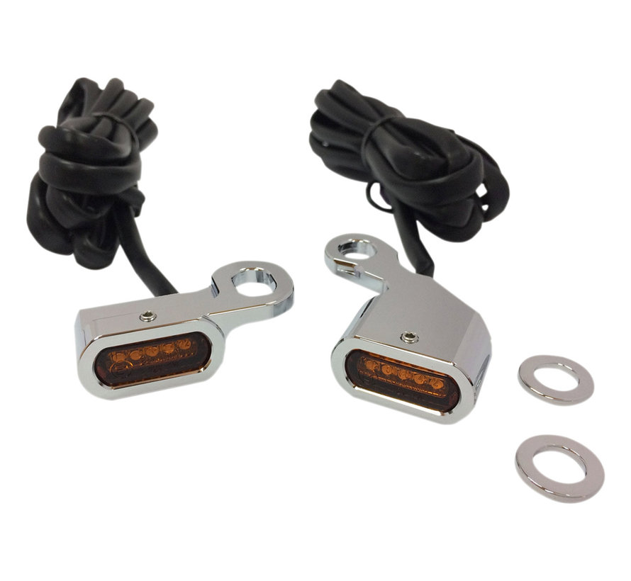 Manillar LED negro o cromado con intermitentes ámbar: Compatible con: 96-14 Softail 98-17 Dyna 96-03 XL Sportster