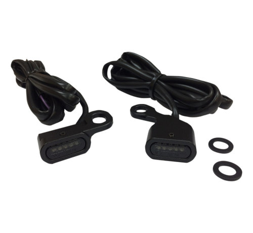 Drag Specialities Manillar LED negro o cromado con lentes ahumados de intermitentes ámbar: Compatible con: 96-14 Softail 98-17 Dyna 96-03 XL Sportster