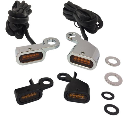 Drag Specialities LED Handlebar black or chrome with amber turn signals: fits: 09-16 FLH/T 16-17 FLSS/​FLSTFBS 09-17 V-ROD