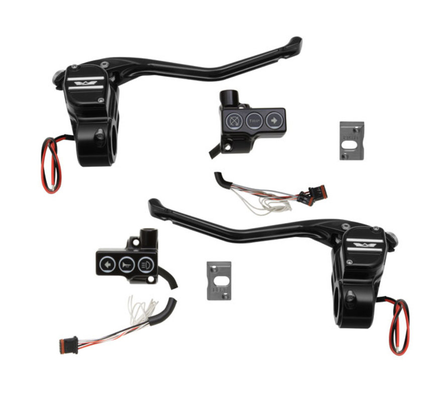 Handlebar controls with cable type clutch Fits: > 11-17 Softail 12-17 Dyna