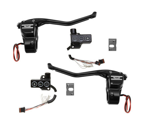 Rebuffini Controles del manillar con embrague tipo cable Compatible con:> Softail 16-20 14-20 XL