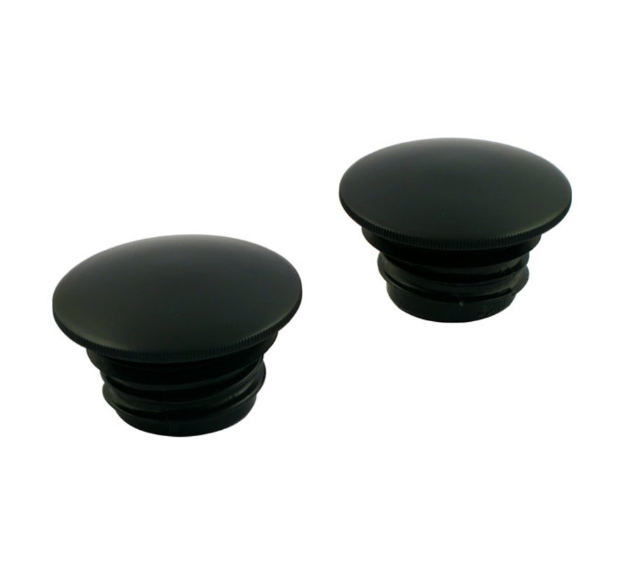 gas tank domed gas cap set - black low profile Fits: > 82-95 H-D