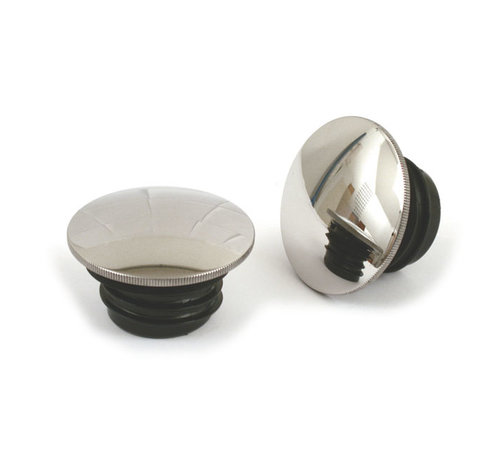 MCS gas tank domed gas cap set - Polished stainless steel low profile Fits: > 96-99 H-D