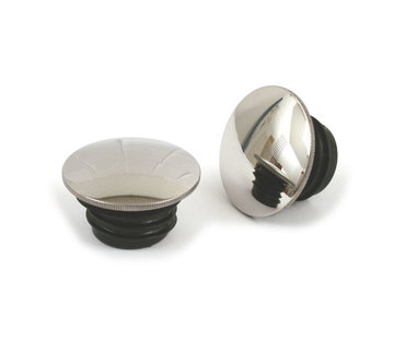 MCS gas tank domed gas cap set - polished stainless steel low profile Fits: > 82-95 H-D