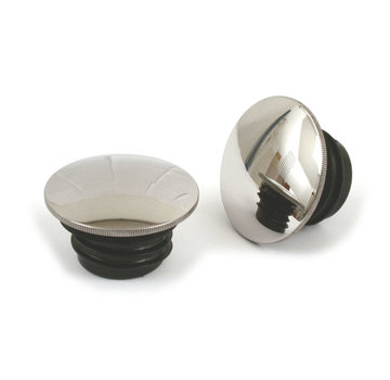 MCS gas tank domed gas cap set - polished stainless steel low profile Fits: > 82-95 H-D