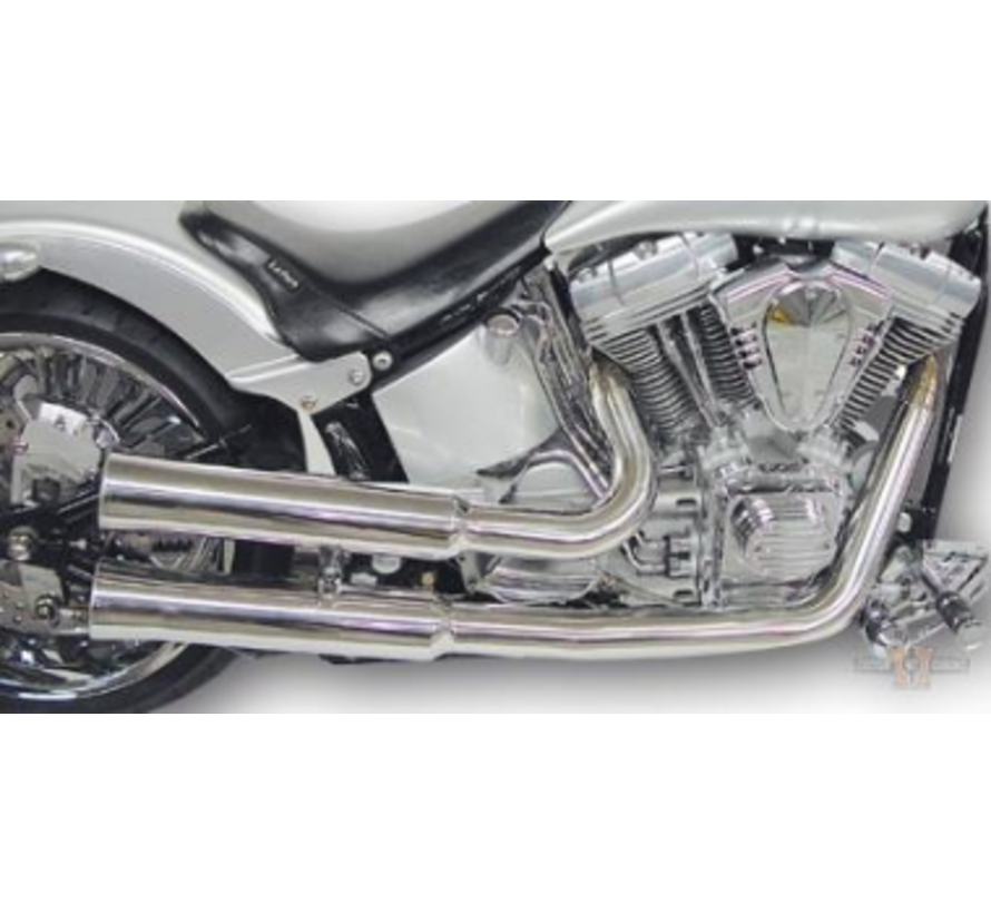 2-2 Exhaust System Stainless Steel with ABE Fits: > 86-06 FLST/FXST Softail