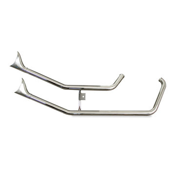 Paughco Upswept Fishtails exhaust. Chrome Fits: > 57-85 XL with rigid frame