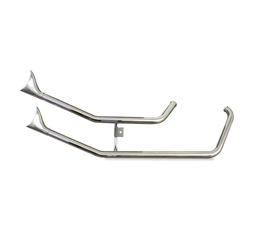 Upswept Fishtails exhaust Chrome Fits: > 57-85 XL with rigid frame