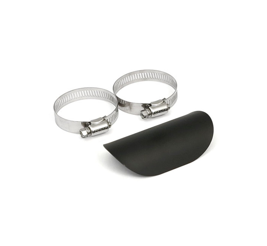 Universal smooth heat shield 4" long chrome or black Fits: > 1-3/4" exhaust pipes
