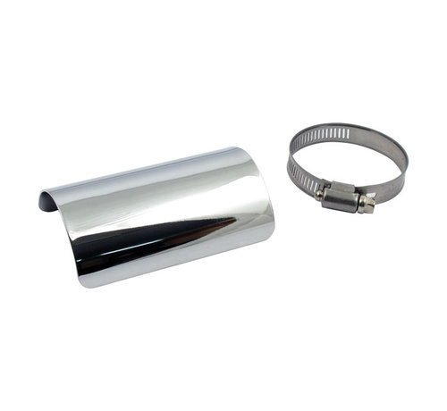 MCS Universal smooth heat shield 4" long black or chrome Fits: > 2-1/4" exhaust pipes