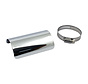 Universal smooth heat shield 4" long black or chrome Fits: > 2-1/4" exhaust pipes