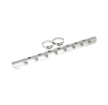 MCS Universal Bullet Hole heat shield 18" long chrome or black Fits: > 1-3/4" exhaust pipes