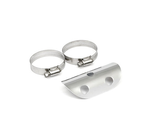 MCS Universal Bullet Hole heat shield 4" long chrome or black Fits: > 2-1/4" exhaust pipes