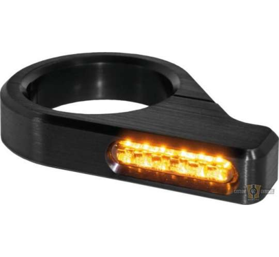 Clignotant à LED classique LED transparent anodisé noir ou argent Convient:> Tubes de fourche de 39 à 41 mm