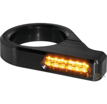 HeinzBikes Señal de giro LED clásica LED transparente anodizado negro o plateado Se adapta a:> tubos de horquilla de 47 a 49 mm.