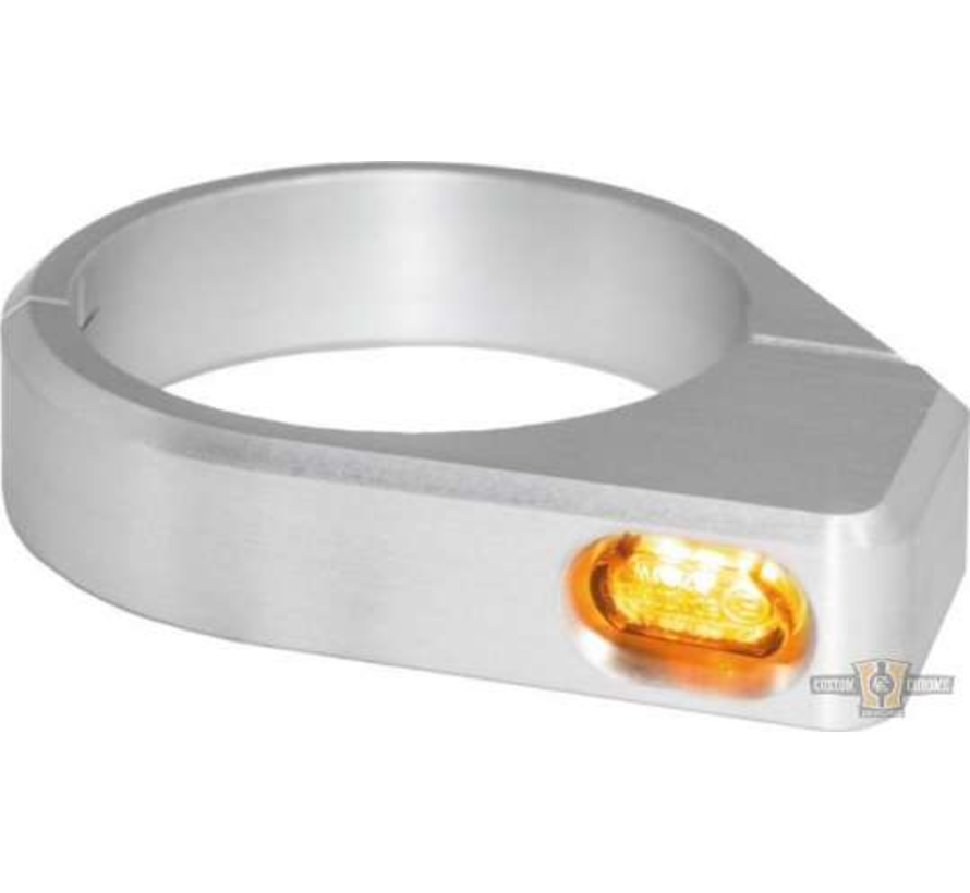 Micro LED Blinker Schwarz oder Silber eloxiert Klare LED Passend für: > 39 - 41 mm Standrohre