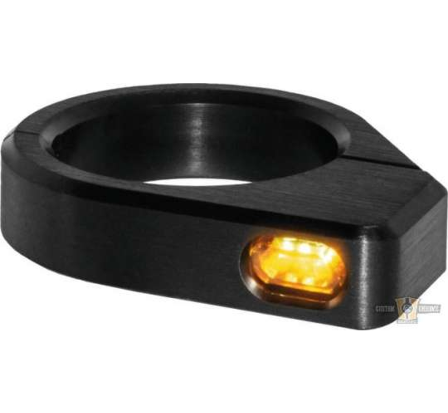 Micro LED Turn Signal Black or Silver Anodized Clear LED Fits: > 47 - 49 mm fork tubes