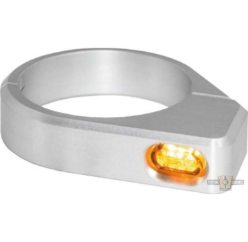 HeinzBikes Micro LED richtingaanwijzer zwart of zilver geanodiseerd heldere LED Past op:> 47 - 49 mm vorkbuizen.