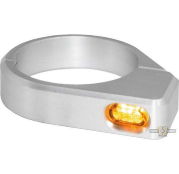 HeinzBikes Micro LED Turn Signal Black or Silver Anodized Clear LED Fits: > 47 - 49 mm fork tubes.