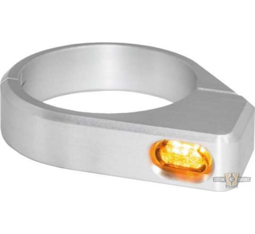 HeinzBikes Clignotants Micro LED Noir ou Argent Anodisé Clair LED Convient:> Tubes de fourche de 47 à 49 mm