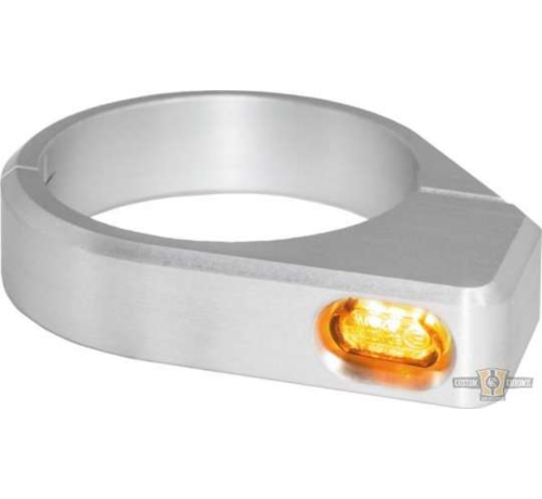 HeinzBikes Micro LED Turn Signal Black or Silver Anodized Clear LED Fits: > 47 - 49 mm fork tubes