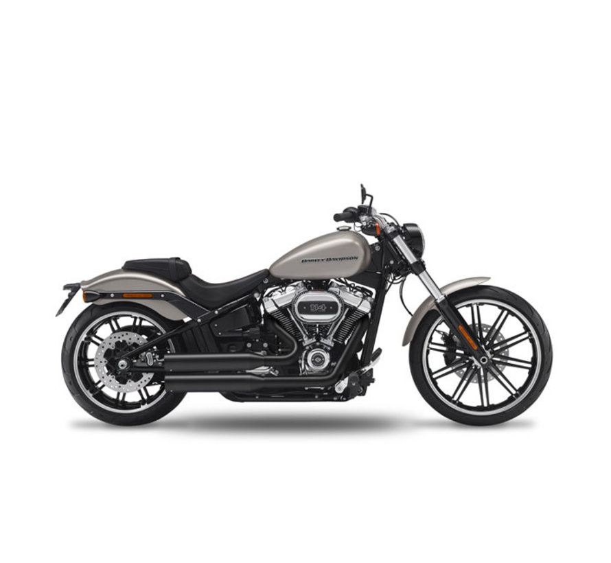 Échappement Fusion Long 2-2 noir ou chromé coupe droite courte Pour : > 114" M8 Softail modèles : 18-20 Breakout ; 18-20 Fat Boy