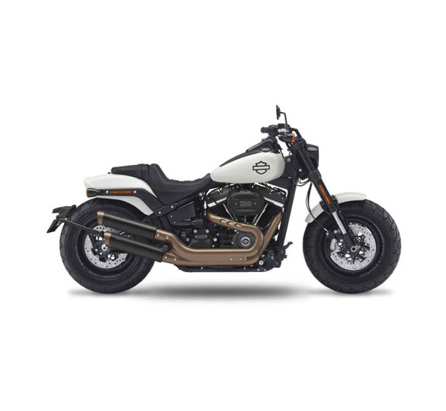 Short slip-ons black slash short down Fits: > 107" M8 Softail models: 18-20 Fat Bob