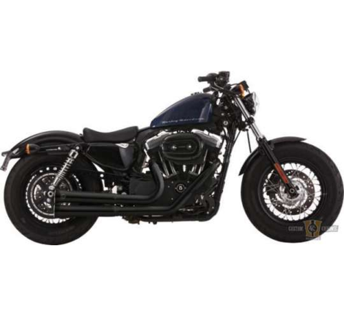 Falcon Sistemas de escape de doble ranura negros 2 en 2 para:> 06-13 XL Sportster