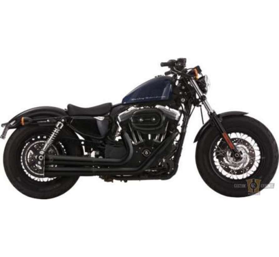 Sistemas de escape de doble ranura negros 2 en 2 para:> 14-20 Sportster