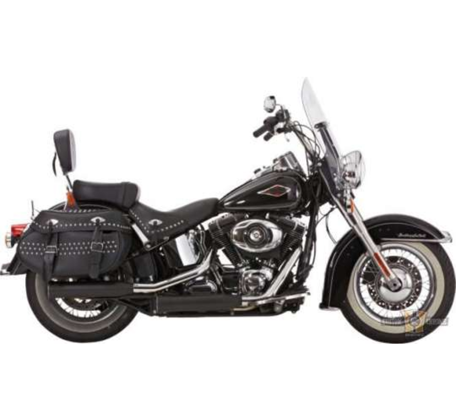 Silenciador deslizante de doble ranura negro o pulido para:> 07-17 Softail