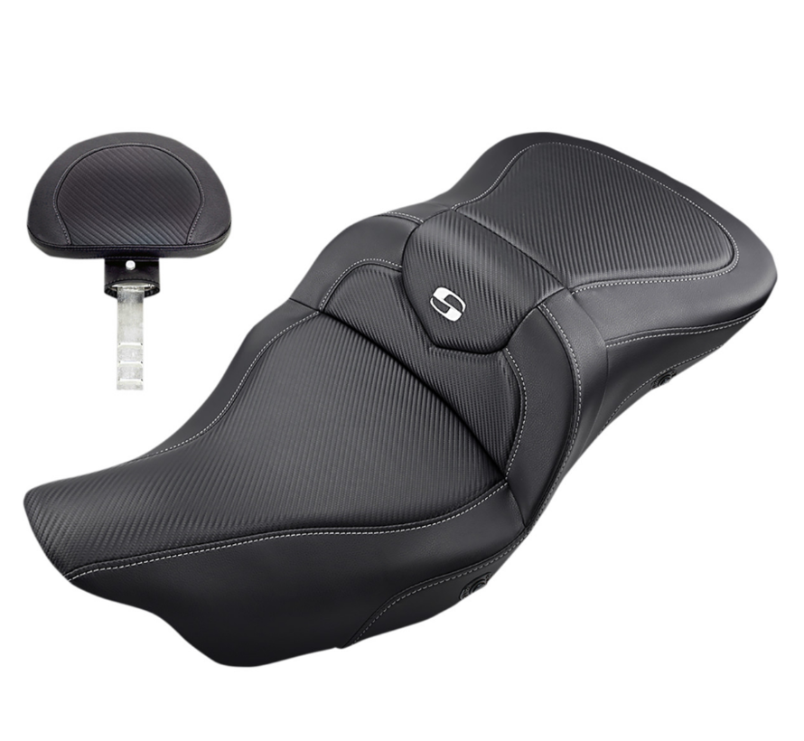 heated CF Road Sofa Seat with or without driver’s backrest Fits: > 08‐21 FLH/T