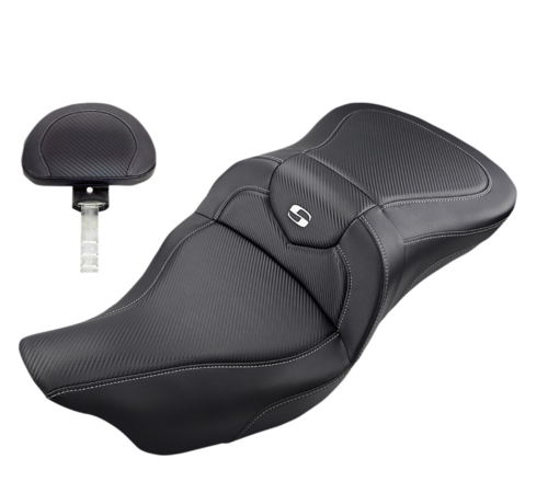 Saddlemen CF Road Sofa Seat with or without driver’s backrest Fits: > 08‐21 FLH/T