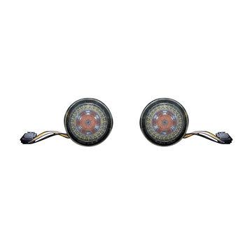 Cust. Dyn. Amber/White Dynamic Ringz™ turnsignals front Fits: > H-D bullet style pop-off turn signals with 1156 style single filament bulb