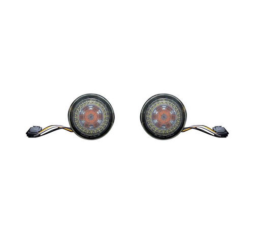 Cust. Dyn.  Amber/White Dynamic Ringz™ turnsignals front Fits: > H-D bullet style pop-off turn signals with 1156 style single filament bulb