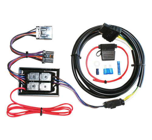 Khrome works Trailer 4-Wire Connector Kit fits: > 97‑13 FLT/ FLHT/ FLHR 06‑09 FLHX 07‑09 FLTR 01 FLTRU 00‑17 FLSTC with 8‑pin rear light plugs