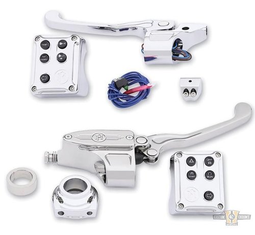 Performance Machine handlebar control kit chrome with for cable clutch Fits: >14-21 Sportster 12-17 Dyna 11-15 Softail