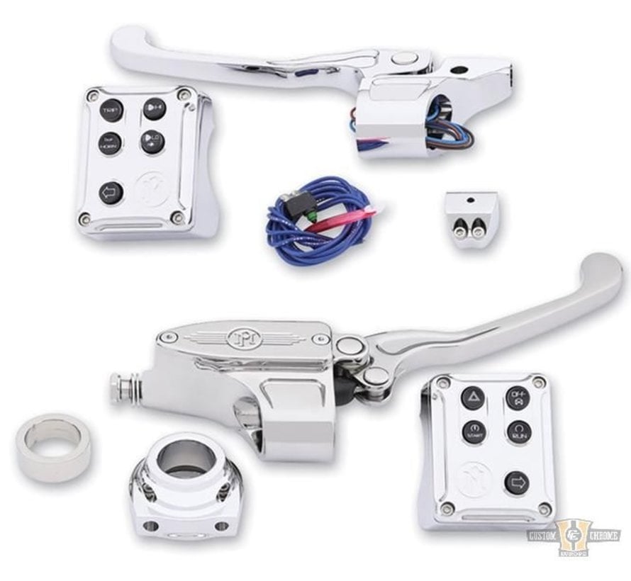 handlebar control kit chrome with for cable clutch Fits: >14-21 Sportster 12-17 Dyna 11-15 Softail