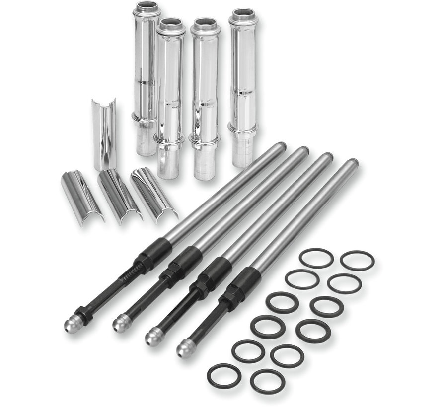 Pushrod Kit with black o chrome Cover Fits: > 18-21 Softail; 17-21 Touring