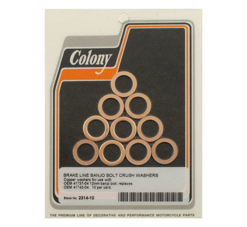 Colony 12 mm remafdichtring Past op: > Sportster 04-13 XL; 08-12 XR1200