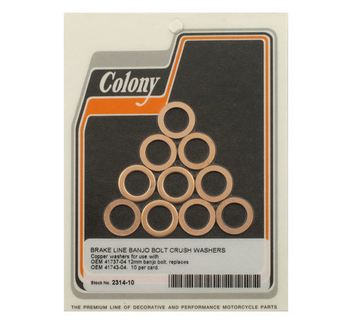 Colony Rondelle d'étanchéité de frein 12 mm Compatible avec : > Sportster 04-13 XL ; 08-12 XR1200