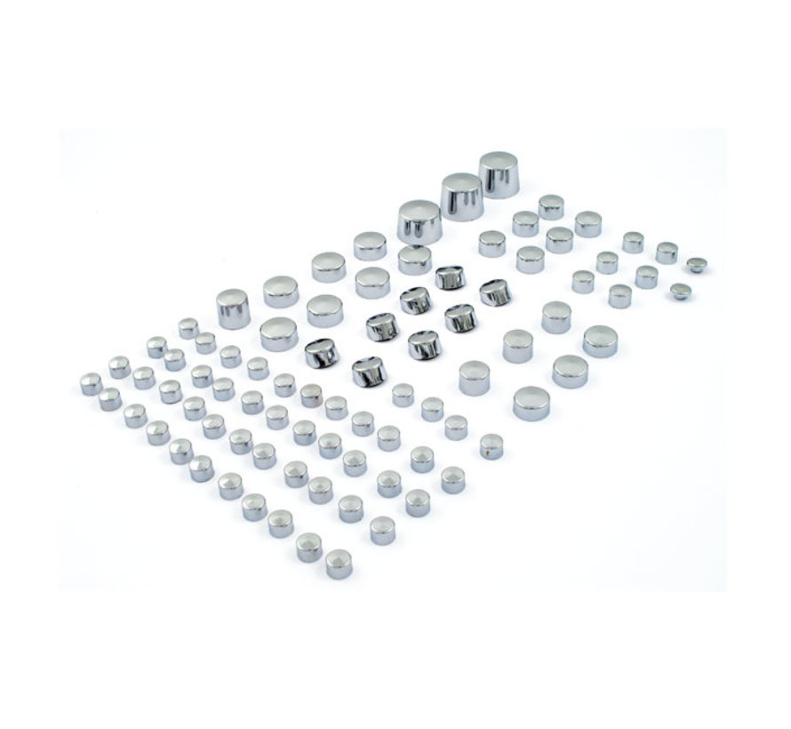 Engine bolt toppers Chrome or Black set (87pc) Fits: > 00-06 Softail