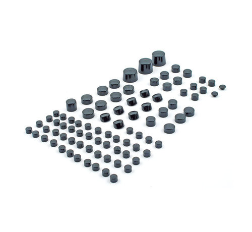 MCS Juego de tapones para tornillos de motor cromados o negros (81 piezas) Se adapta a:> 07-17 Softail