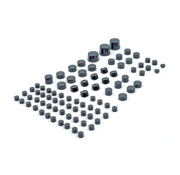 MCS Juego de tapones para tornillos de motor cromados o negros (86 piezas). C compatible con:> 99-05 Dyna