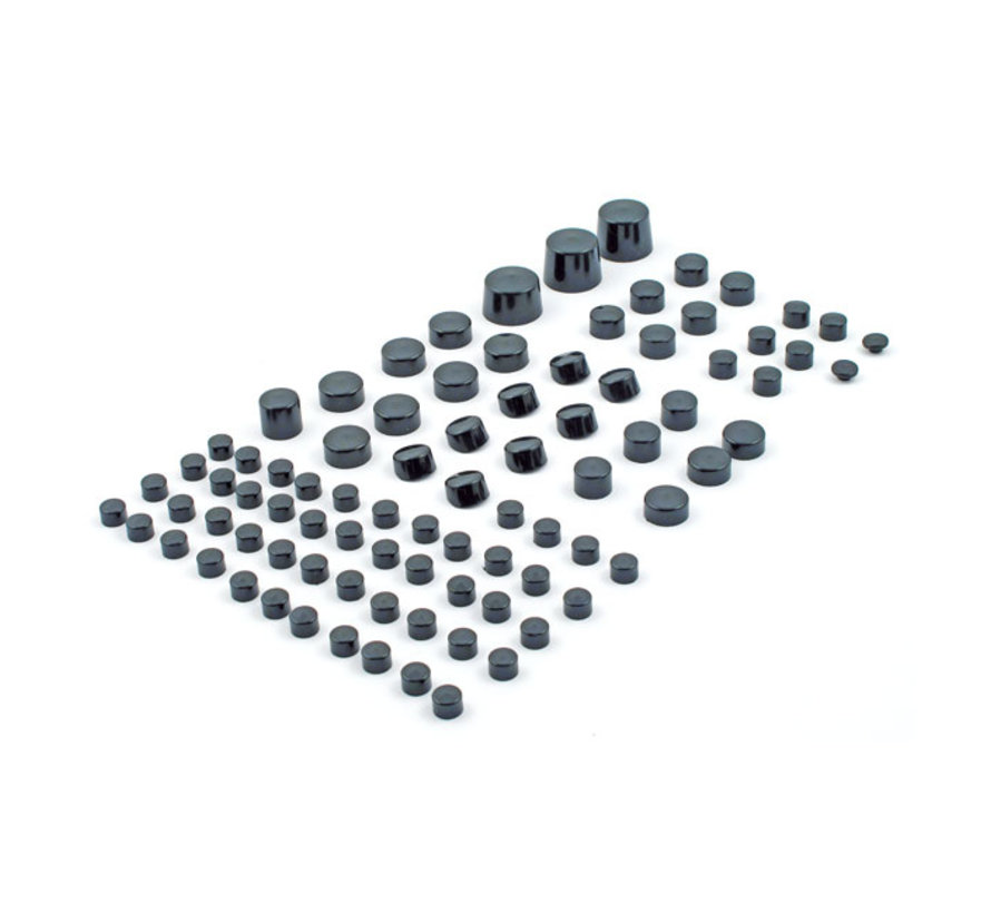 Juego de tapones para tornillos de motor cromados o negros (86 piezas) C compatible con:> 99-05 Dyna
