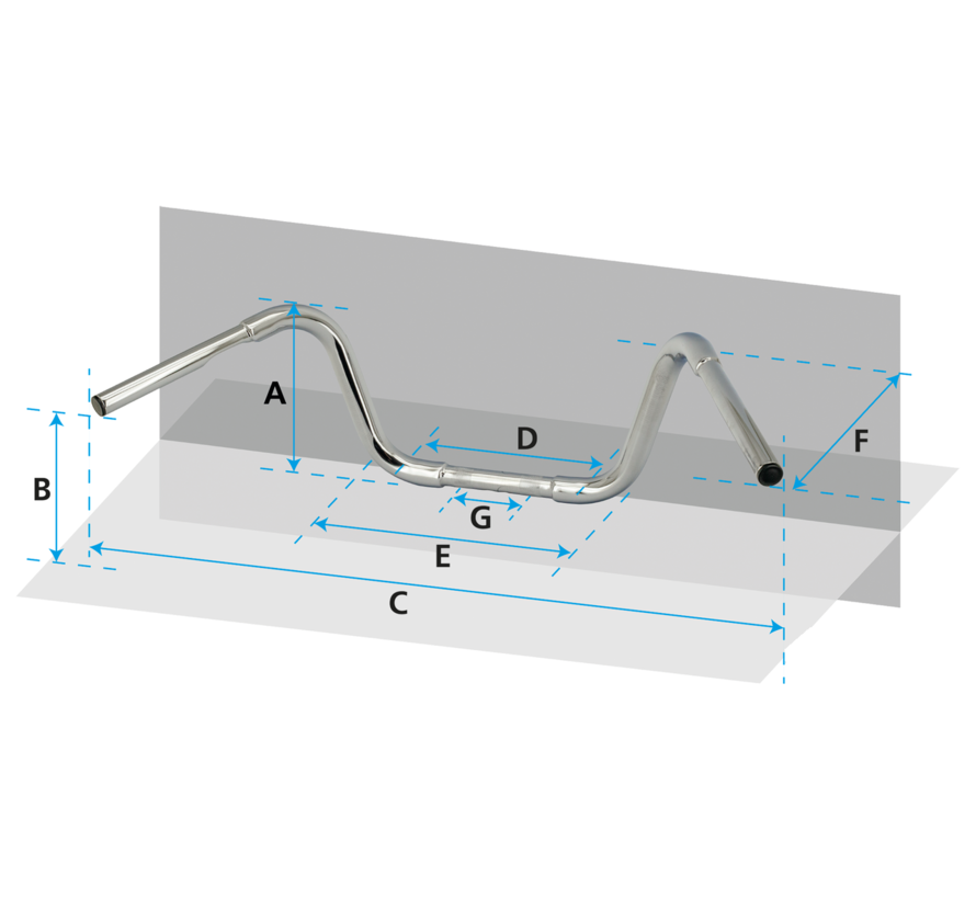 10 1/2" (27cm) élévation moletée Ape Hanger chrome Convient à:> 1 pouce guidon