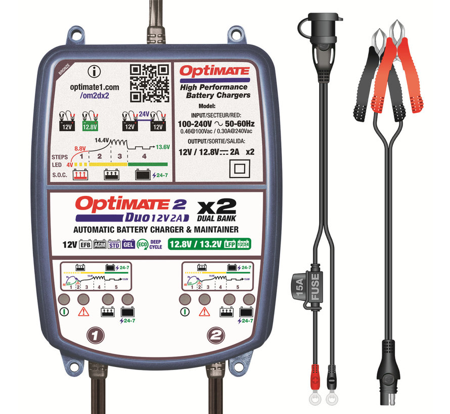 Optimate 2 Battery Chargers duo 2-banks