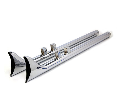 Wyatt Gatling exhaust Chrome straight fishtails are 33 or 36 Inch long 95-16 Touring FLH/FLT