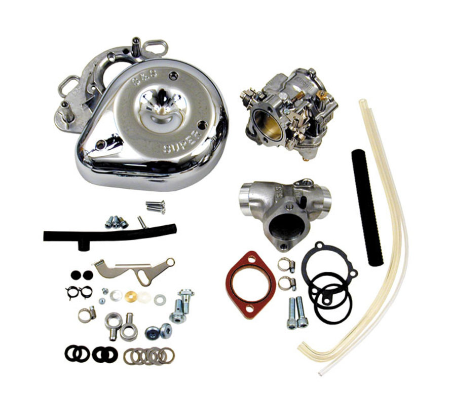 Le kit de carburateur Super E comprend un filtre à air et un collecteur Convient à : > 86-90 XL Sportster